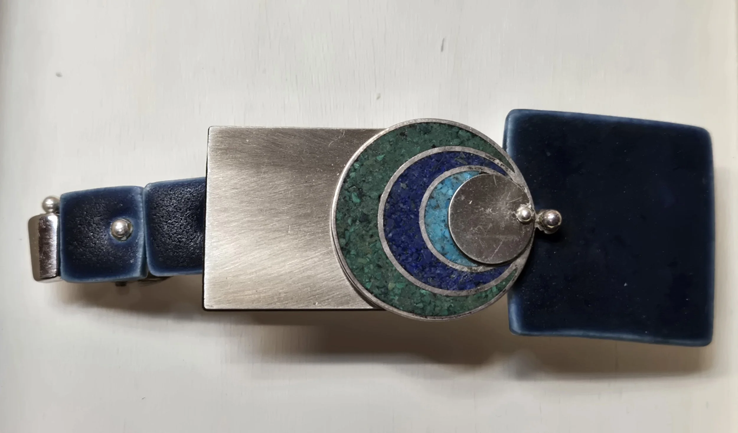 Hair Clip 08 - Metal, Inlay stone, Ceramic, Beads-3" clip