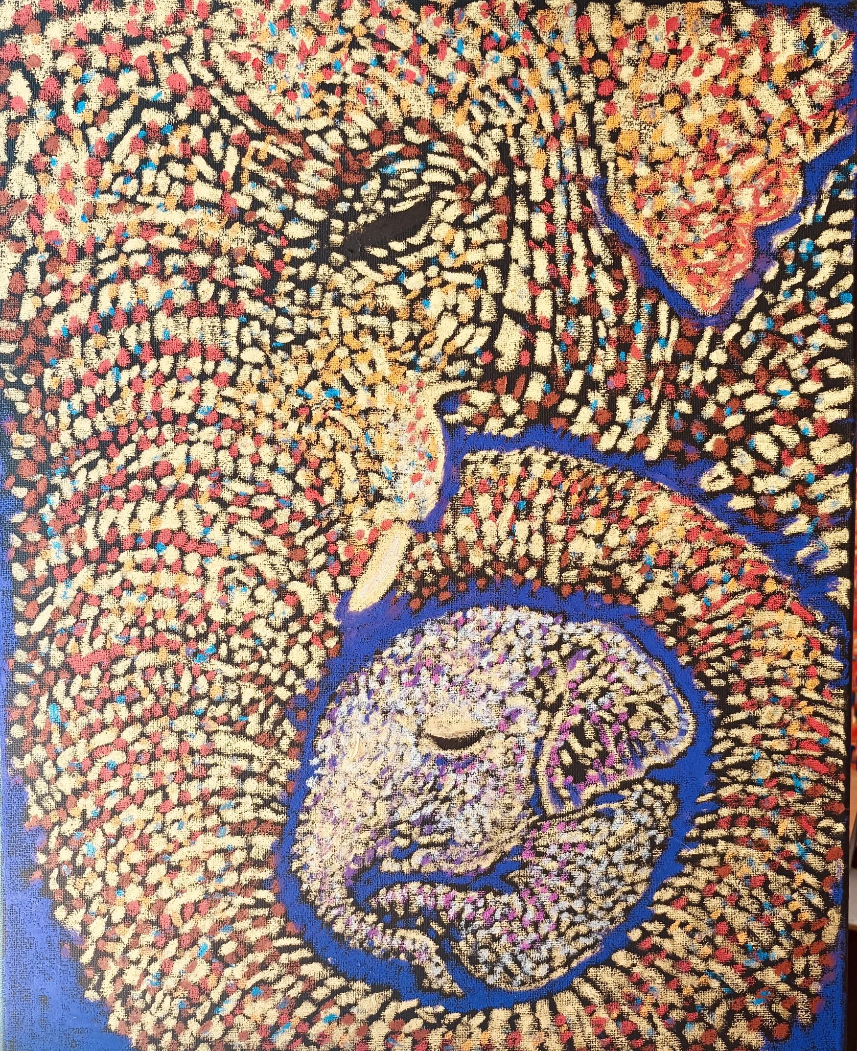 Golden Embrace, 16x20", Oil Pastel on Canvas