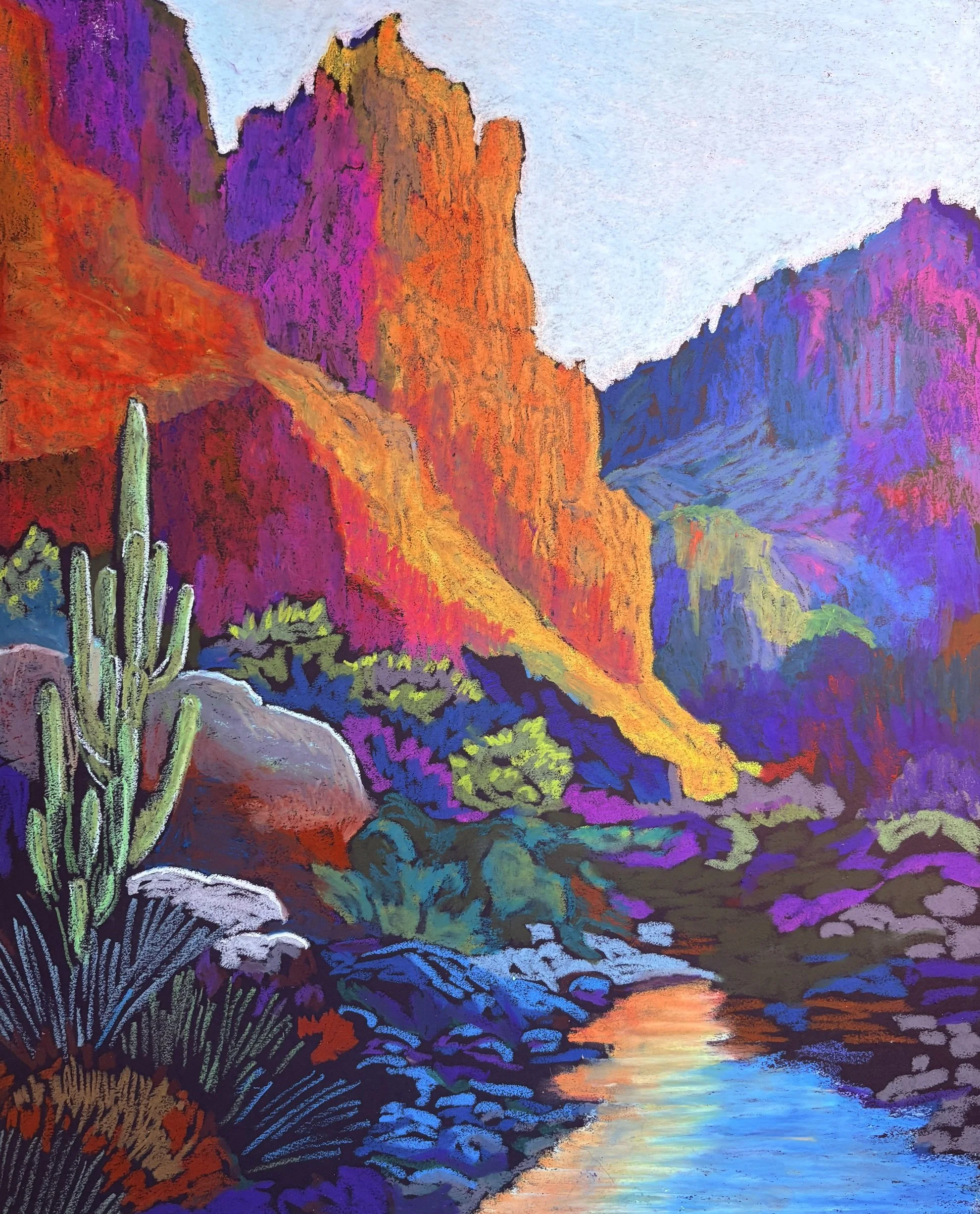 Where the Canyon Glows, 16x20", Oil Pastel on Canvas