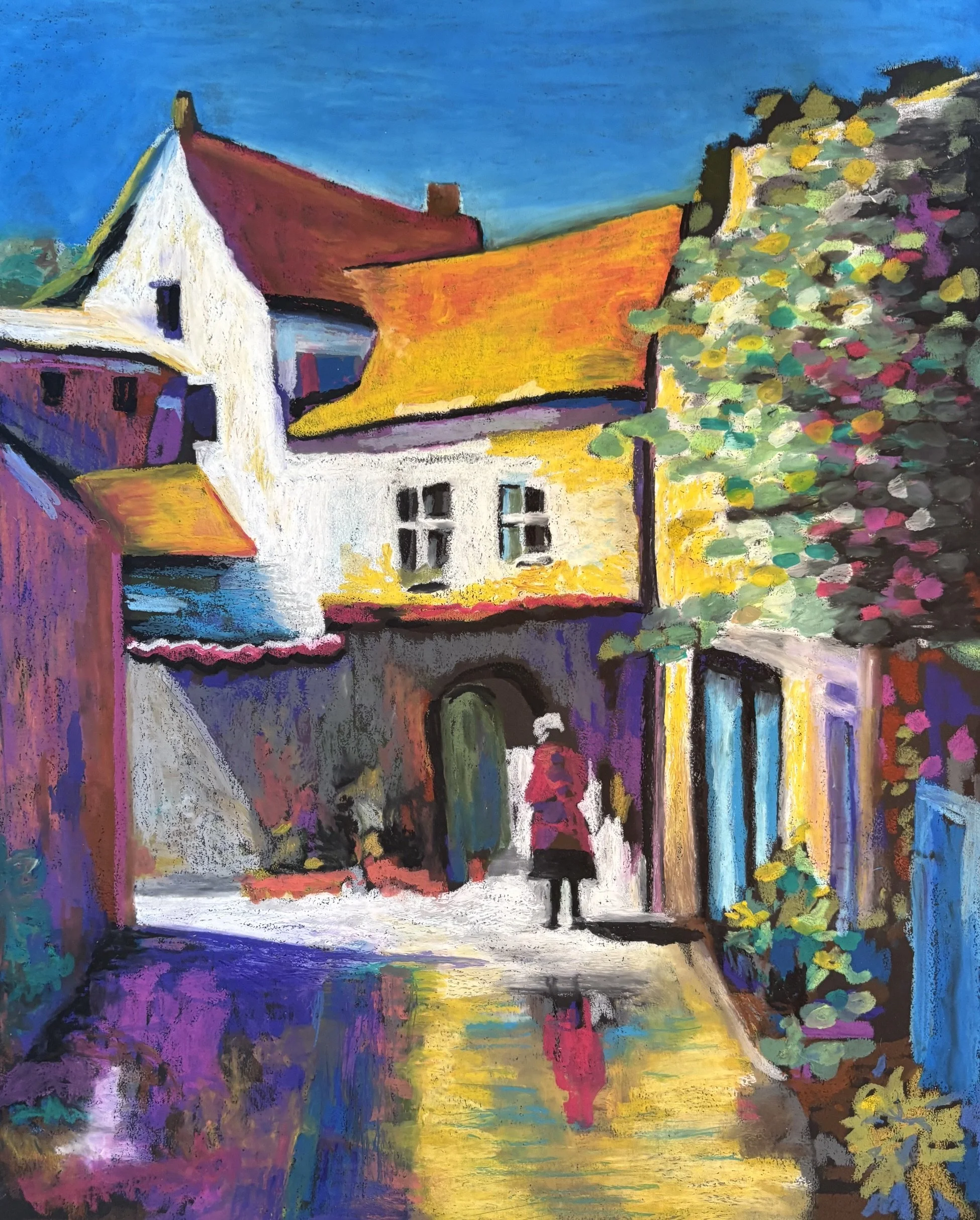 Golden Afternoon in Provence, 16x20", Oil Pastel on Canvas