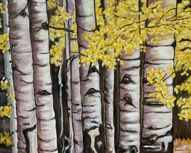 Aspen Grove in the Rockies, Oils on Canvas, 30 x 24"