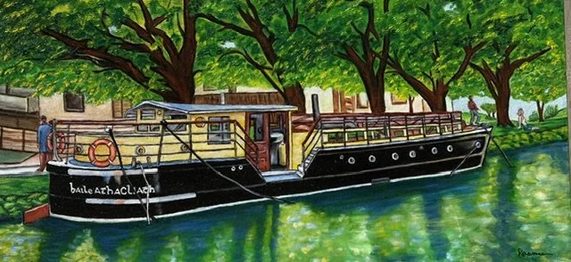 Irish Barge on the Grand Canal,  Oils on Canvas, 36 x 18"