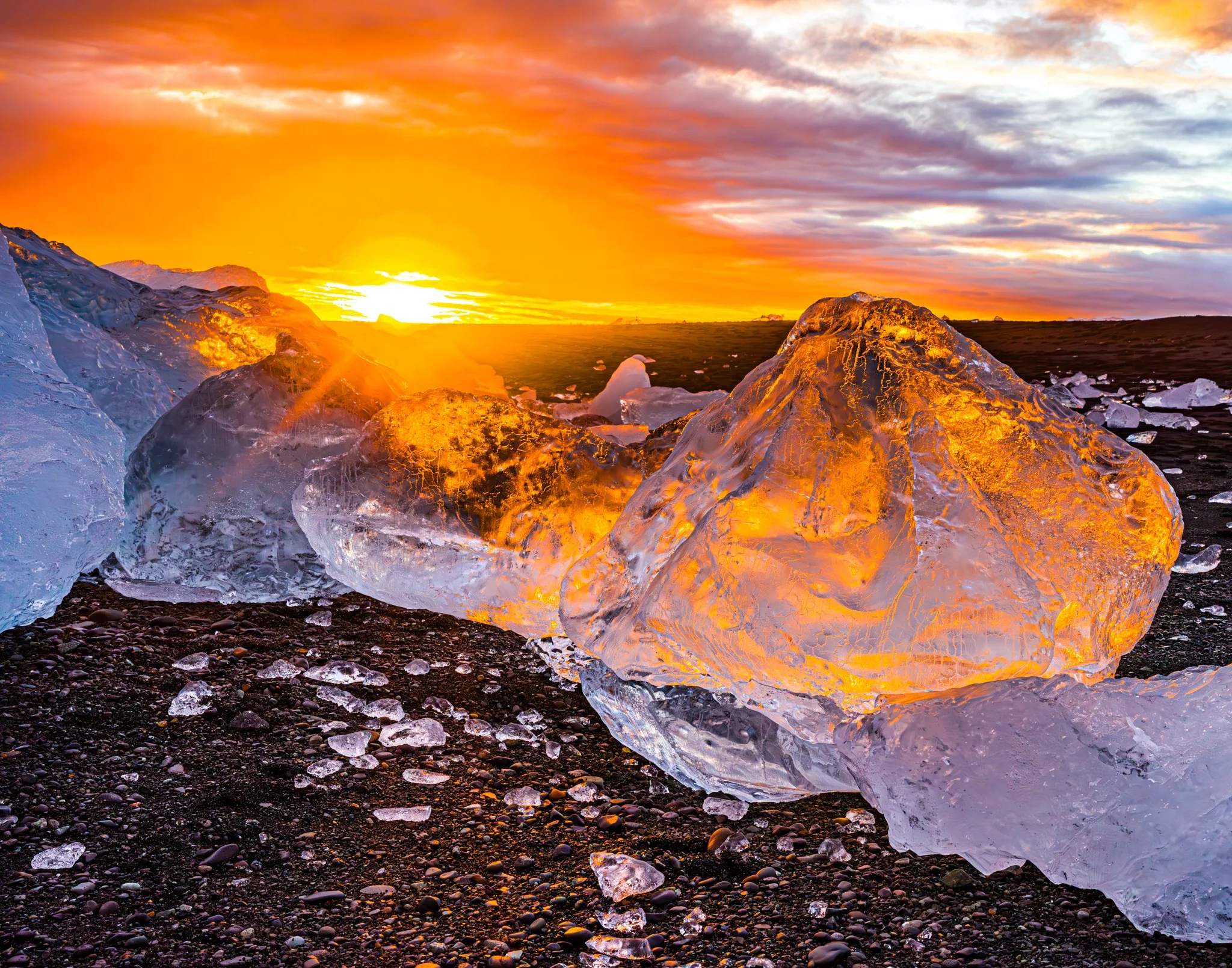 Ice on Fire - Diamond Beach, Iceland