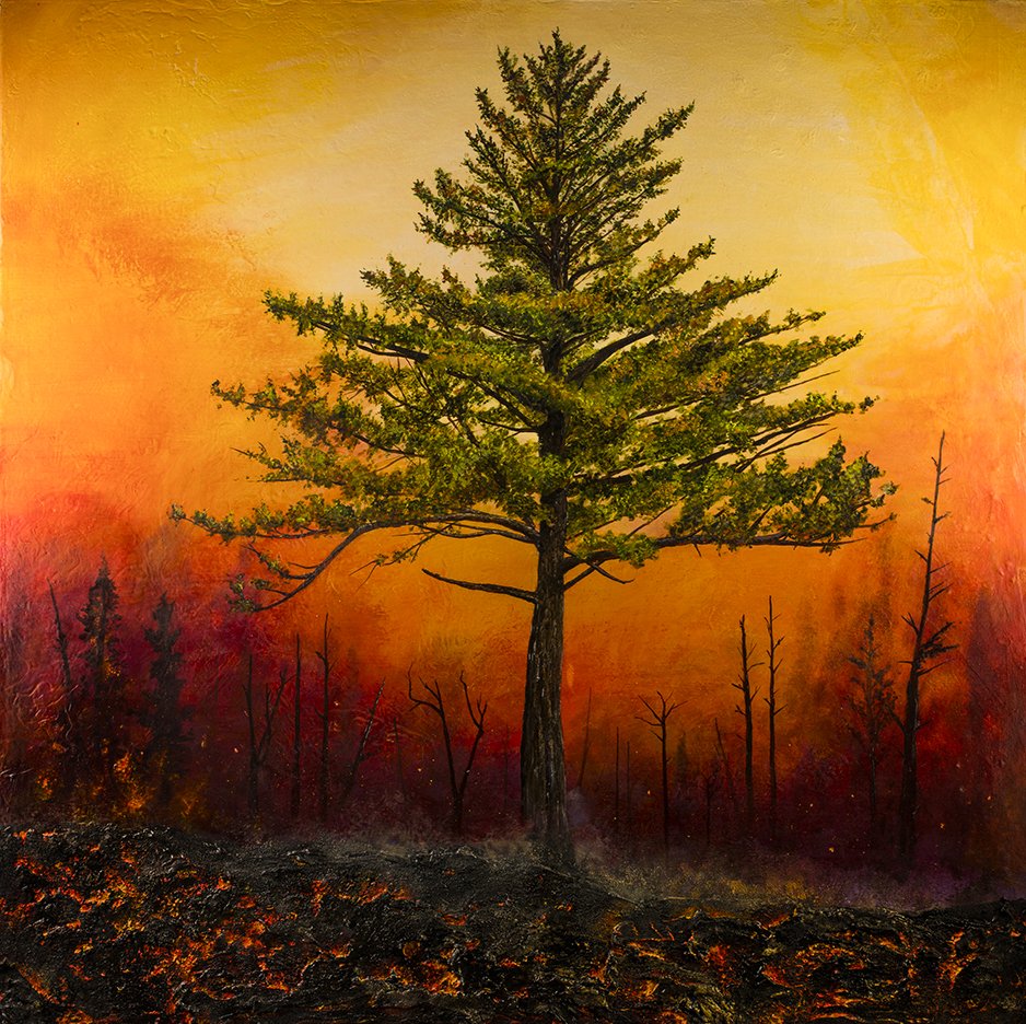 A World on Fire, Oil on Canvas, 36x36"