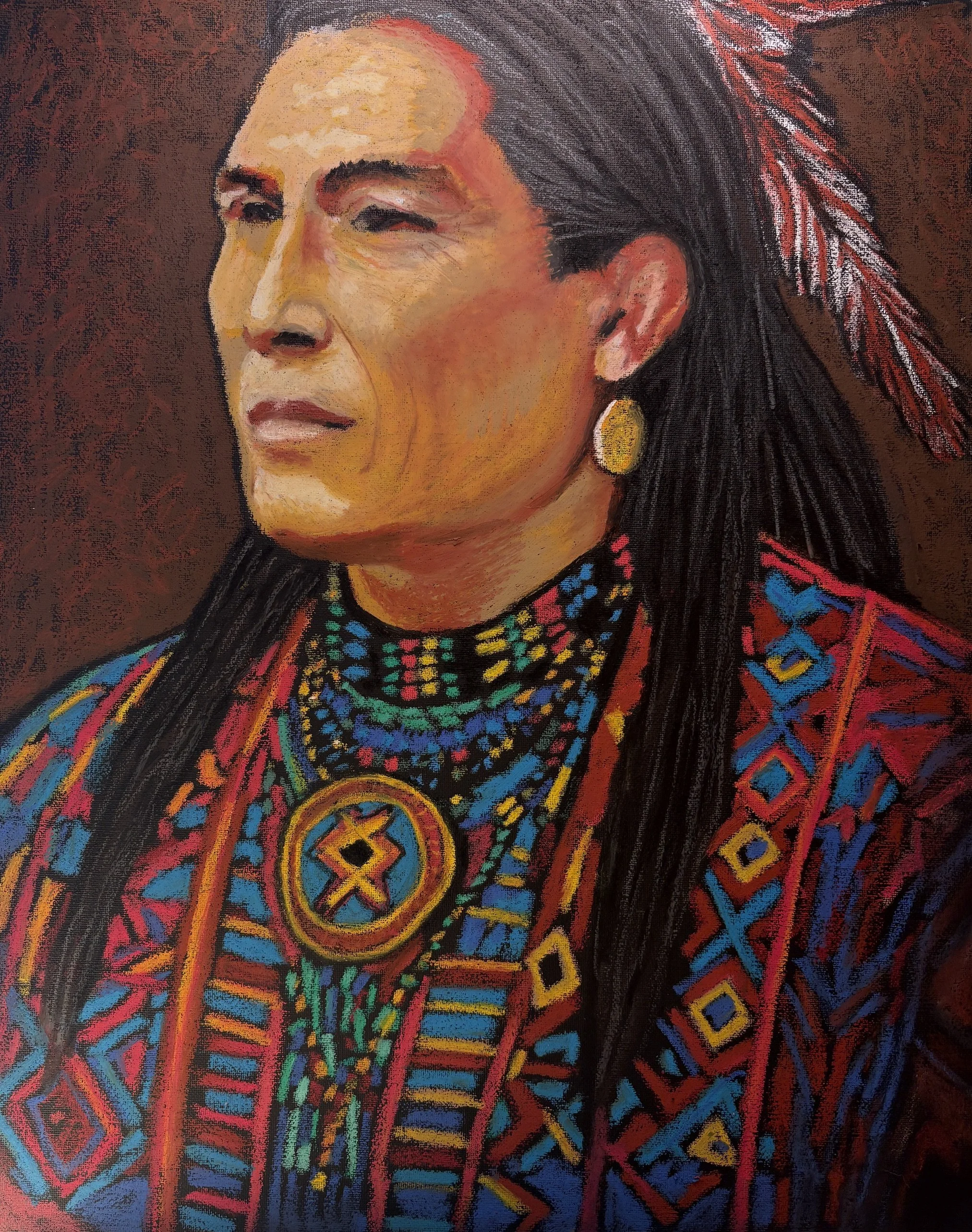 Spirit of the Cherokee, 16x20", Oil Pastel on Canvas