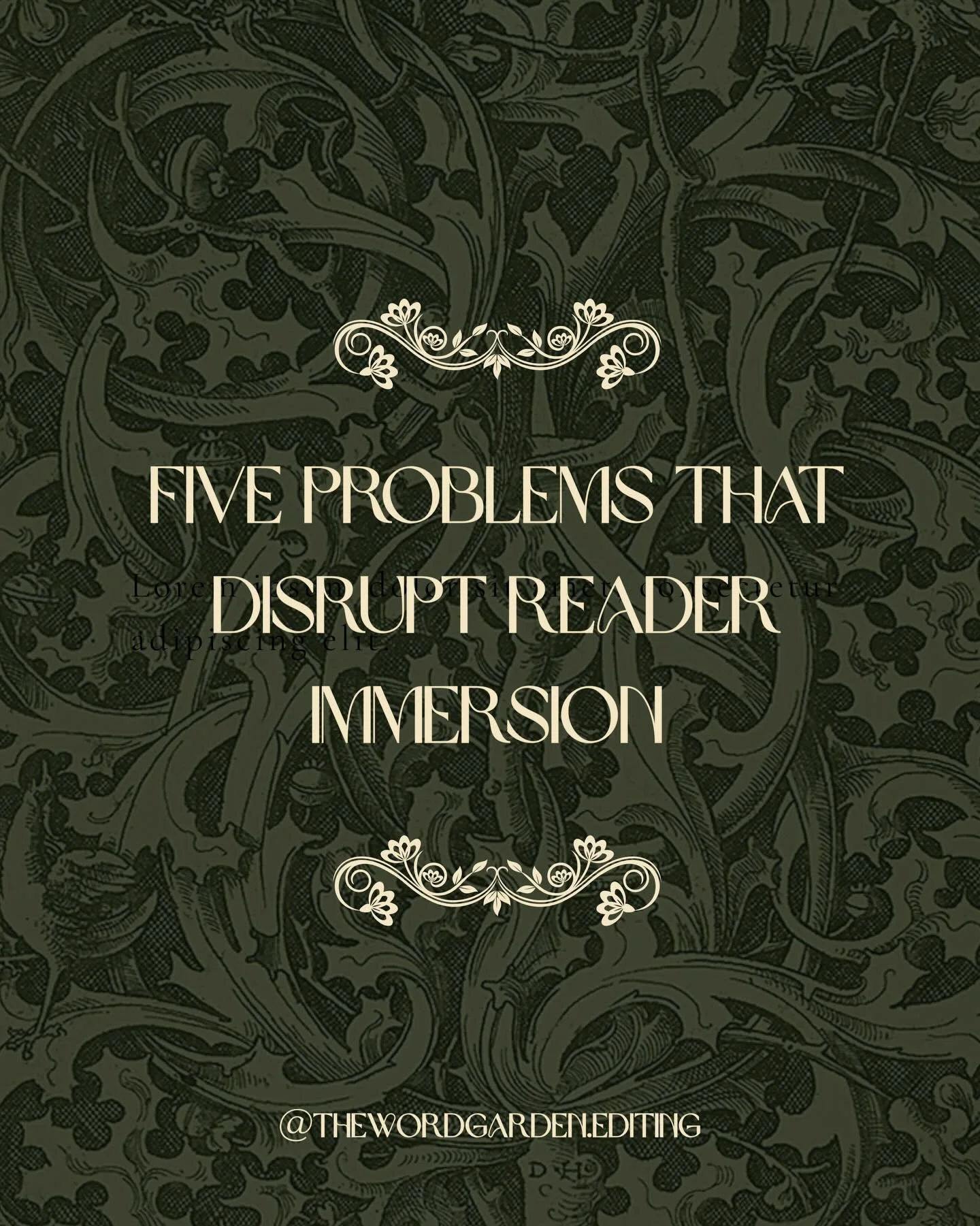 5 problems that can disrupt reader immersion💭

1. Point of view changes
2. Repetitive words or phrases
3. Inconsistencies
4. Unclear pronouns
5. Typos (within reason)

These five problems are all addressed in different stages of line and copy-editin