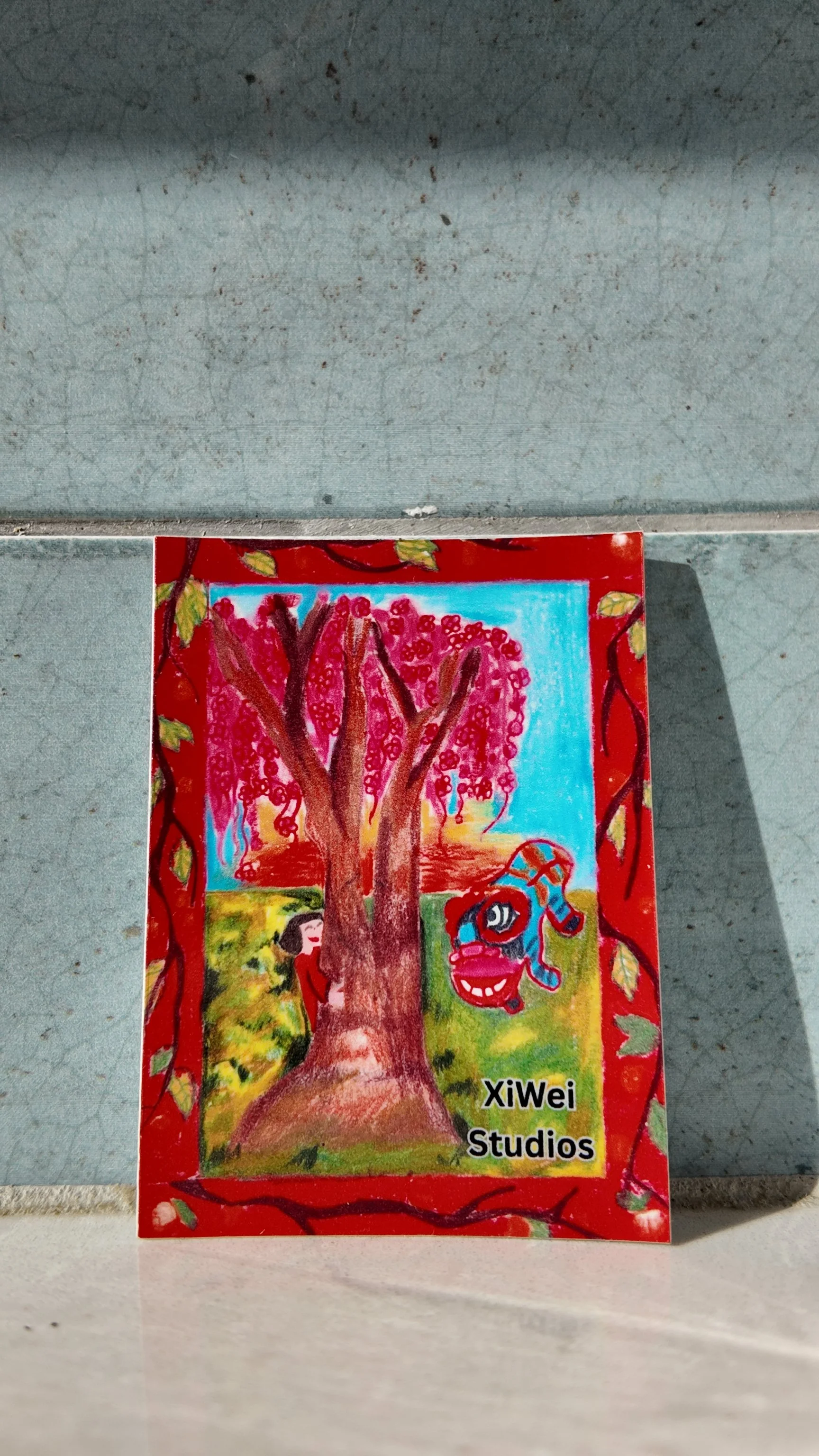 Playing Under the Cherry Blossom Tree Sticker