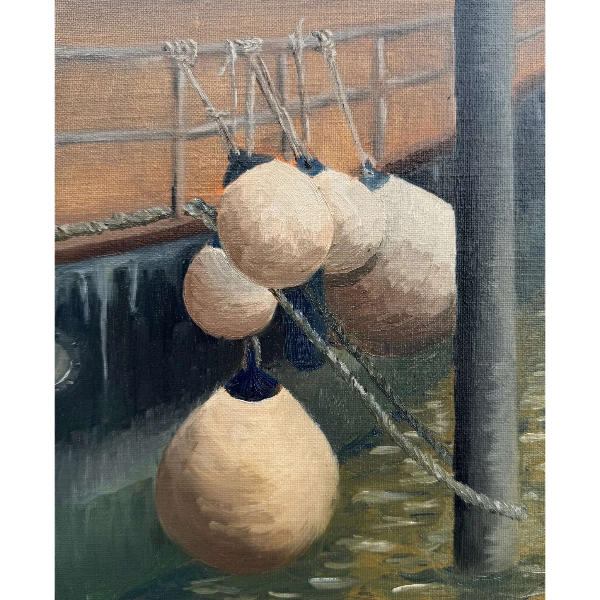 "Abundance of Caution" -  came across this boat belonging to a very careful owner on the Thames in Battersea and painted it as I saw it, en plein air. I think the idea will resurface in print form at some point.