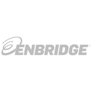 Enbridge logo with a stylized swirl icon and the company name in gray text.
