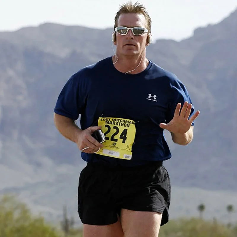 Darren McBurnett running a marathon.