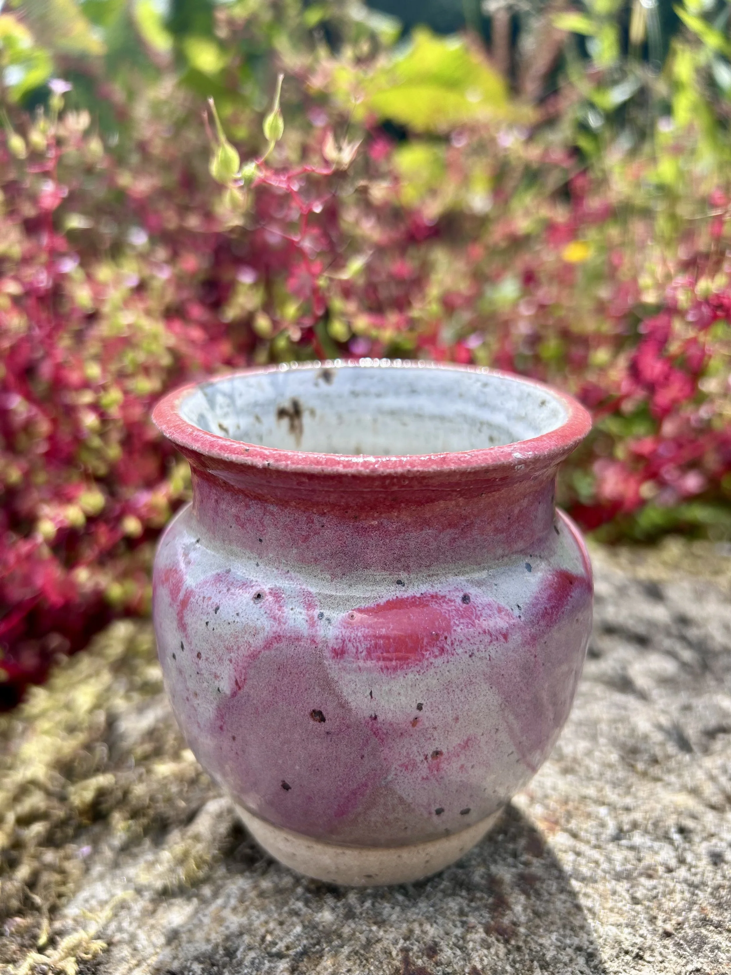 Small pink swirl vase