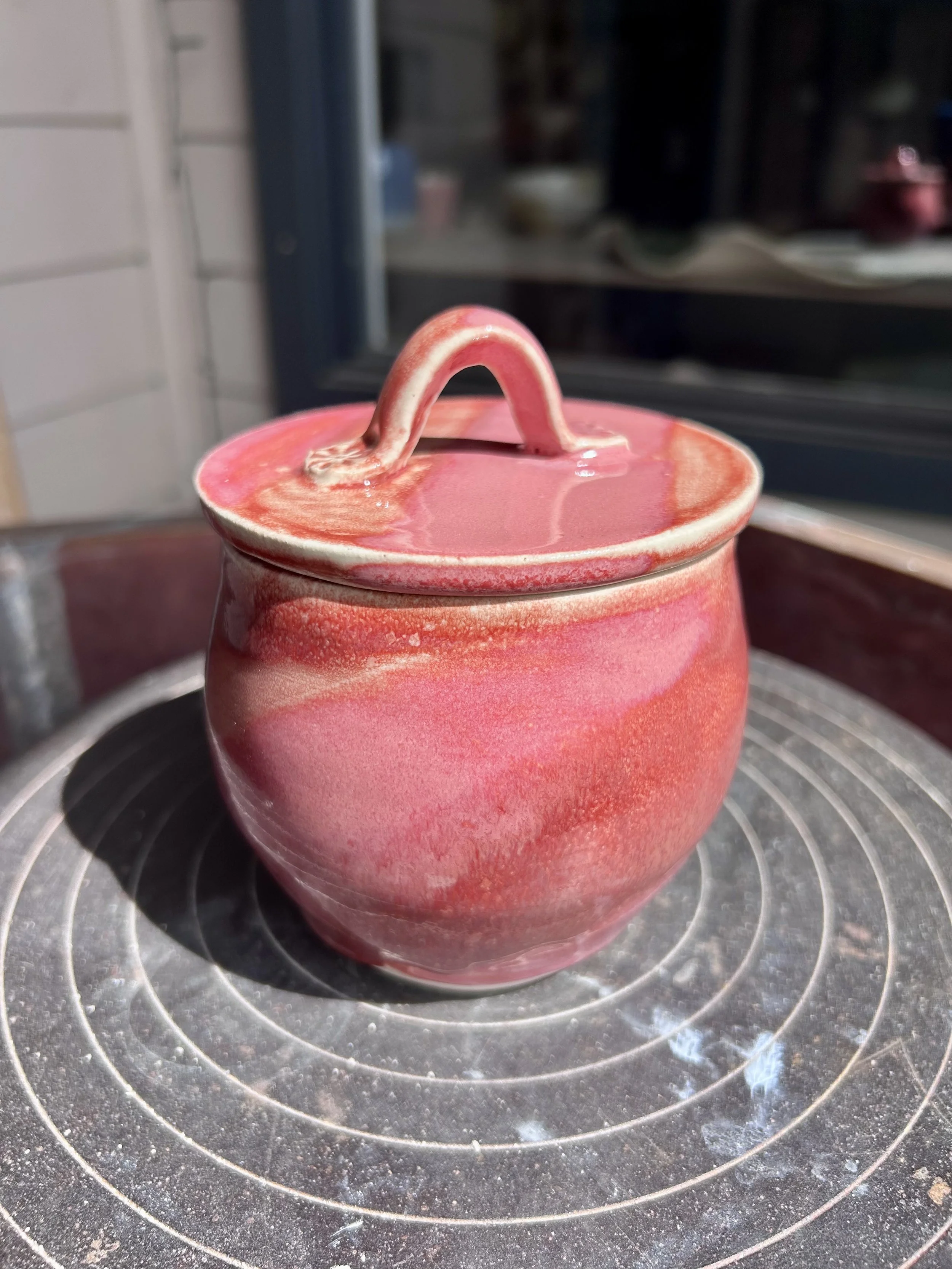 Candy Stripe Lidded Honey Pot