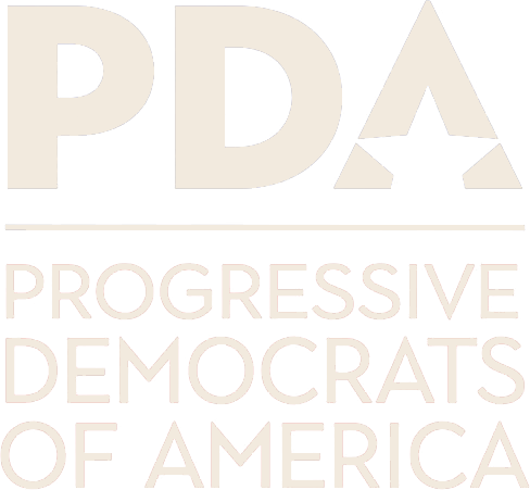 Logo of the Progressive Democrats of America with the acronym PDA in large letters above the full organization name.