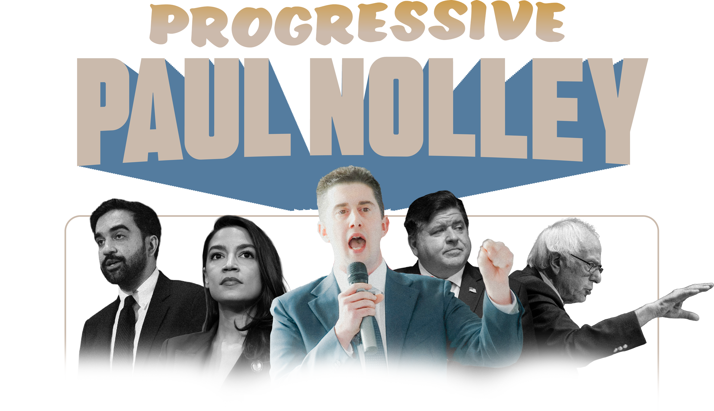 A collage of diverse political figures, including men and women, competing in a political debate or rally, with the words "Progressive Painfully" in large 3D text at the top.