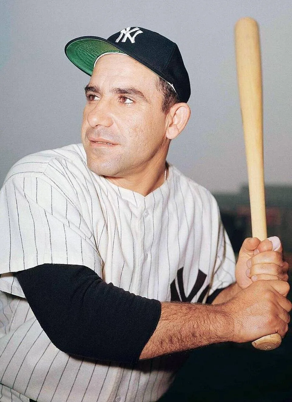 Yogi Berra of the New York Yankees at practice in 1957.