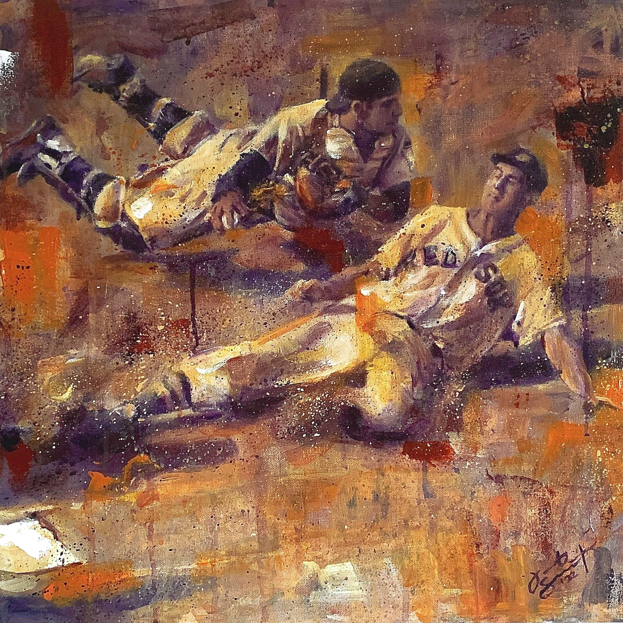 Legendary, acrylic painting depicting the historic Yankees–Red Sox rivalry and an on-field confrontation by artist Jacob Secrest