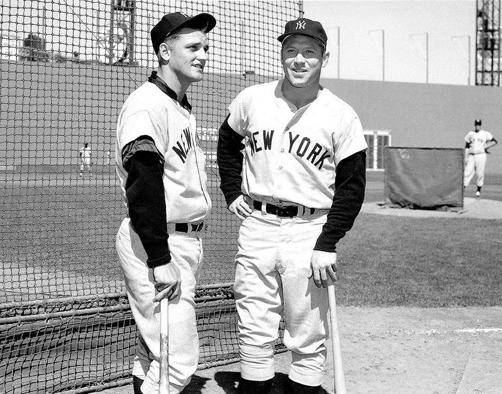 Roger Maris and Mickey Mantle of the New York Yankees during their historic 1961 season.