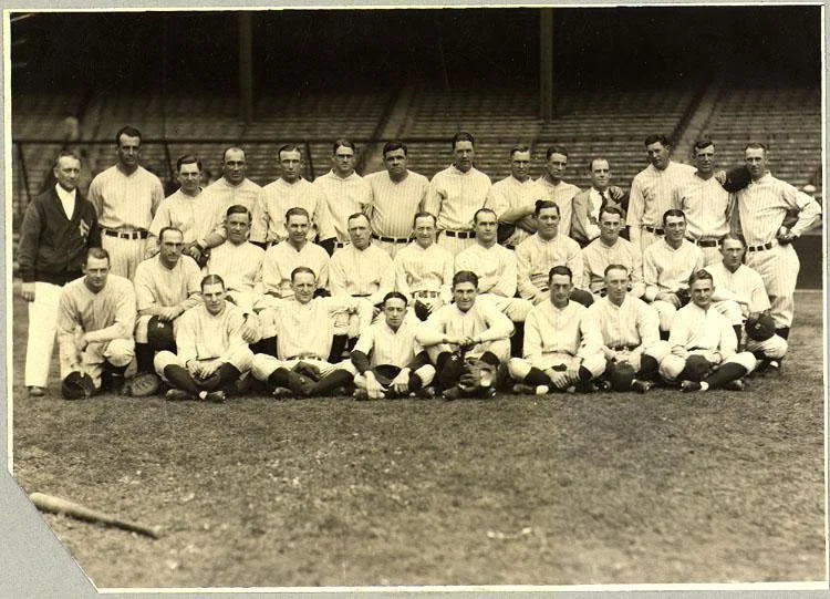 Babe Ruth and members of the New York Yankees posed for a team photograph in 1926.