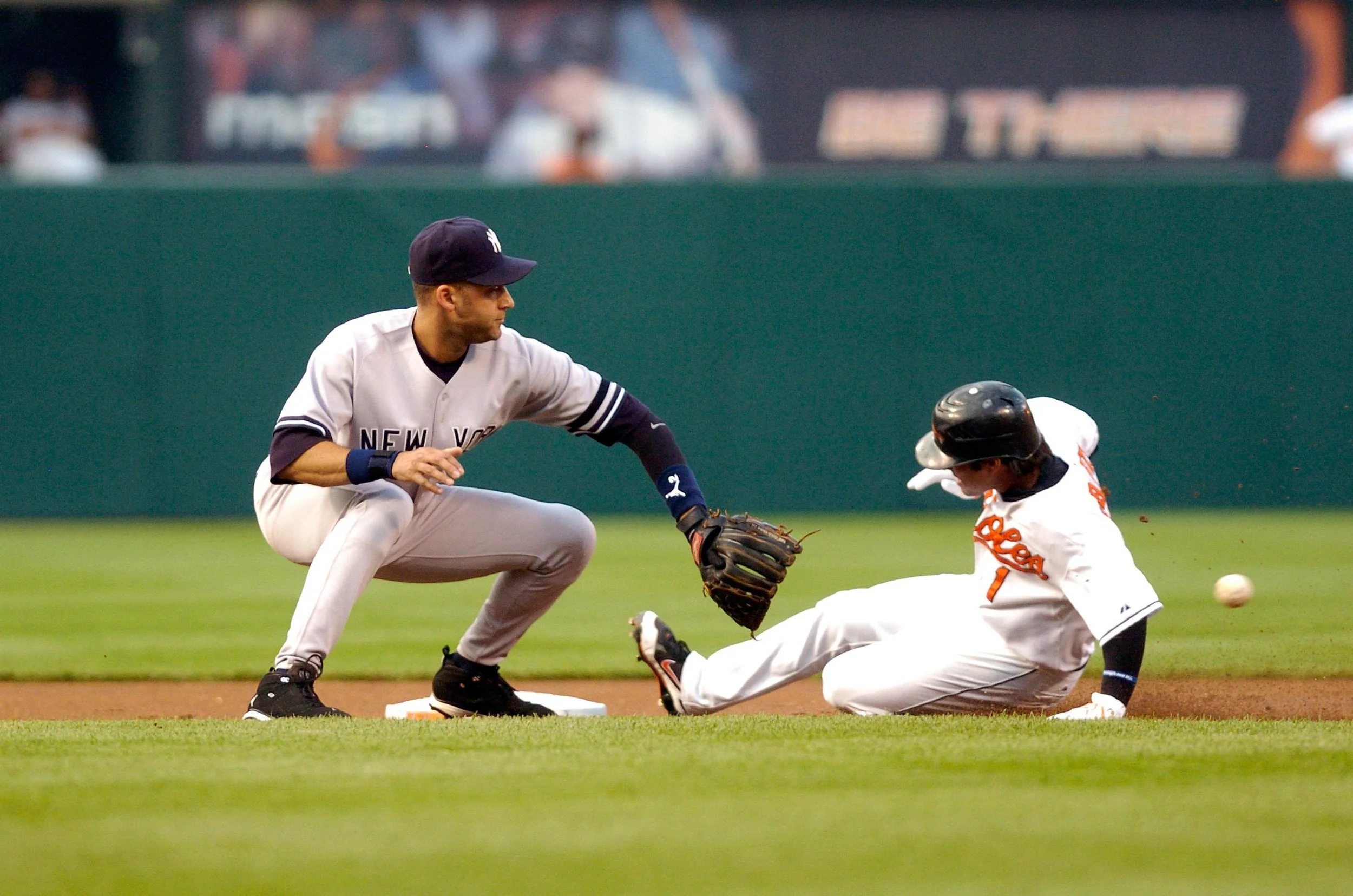 Derek Jeter makes a defensive play at shortstop for the New York Yankees.