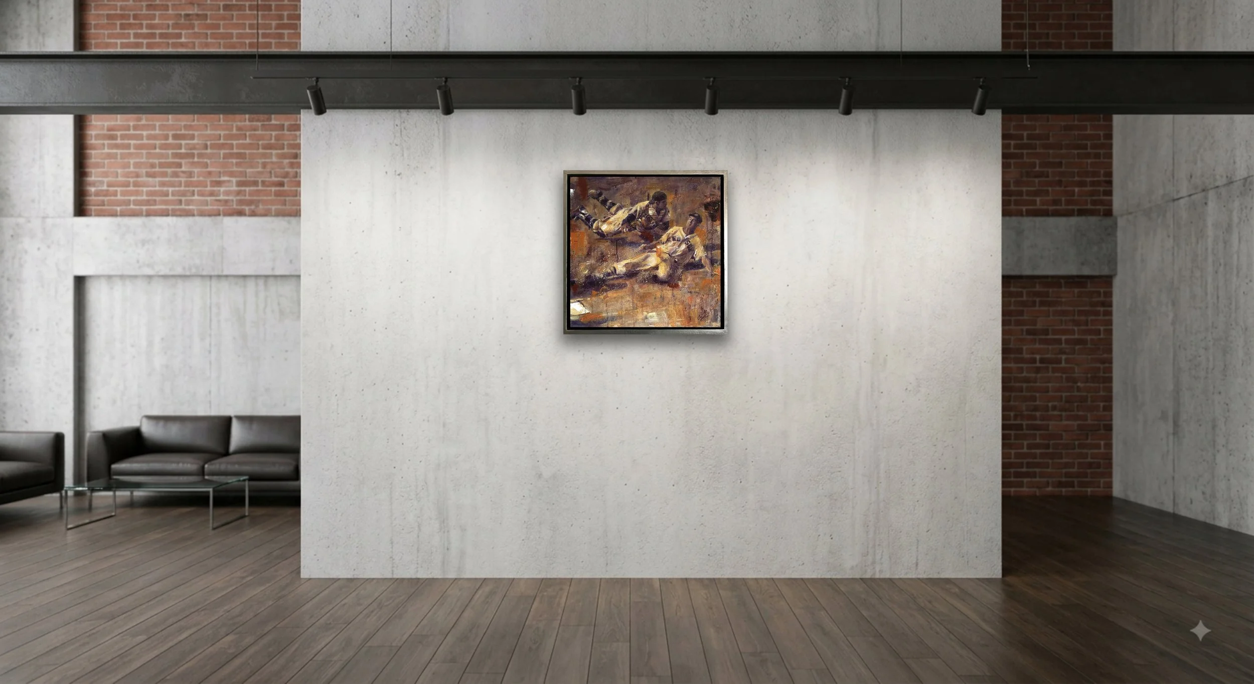 Legendary - In situ acrylic painting of Ted Williams sliding into home as Yankees catcher Yogi Berra reaches to make the tag by Jacob Secrest.