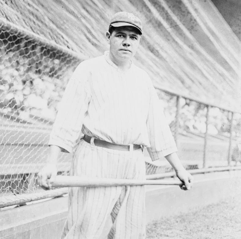 Babe Ruth with the New York Yankees in 1921, early in his career with the club.