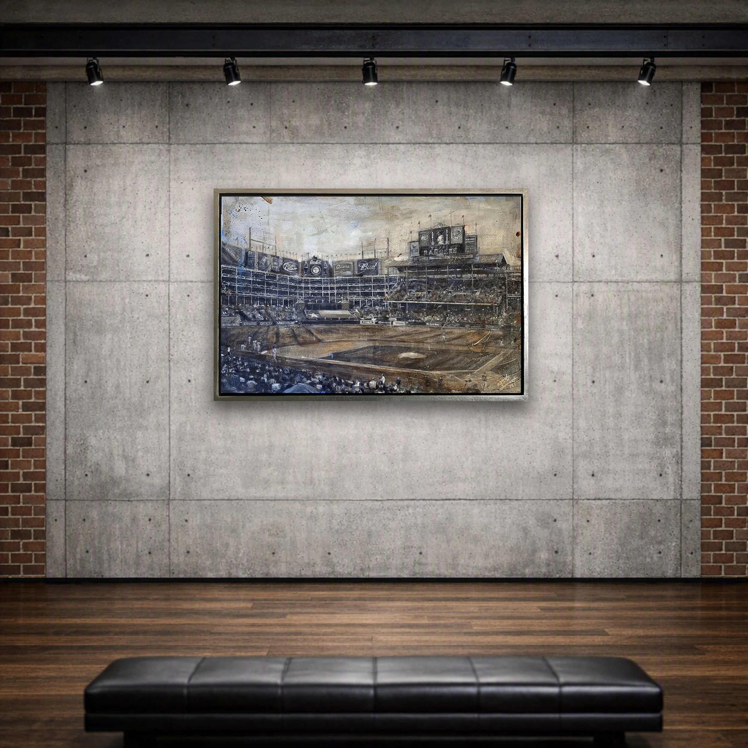 The Ballpark in Arlington - In situ textured acrylic painting of a baseball game inside The Ballpark in Arlington, home of the Texas Rangers, by Jacob Secrest.