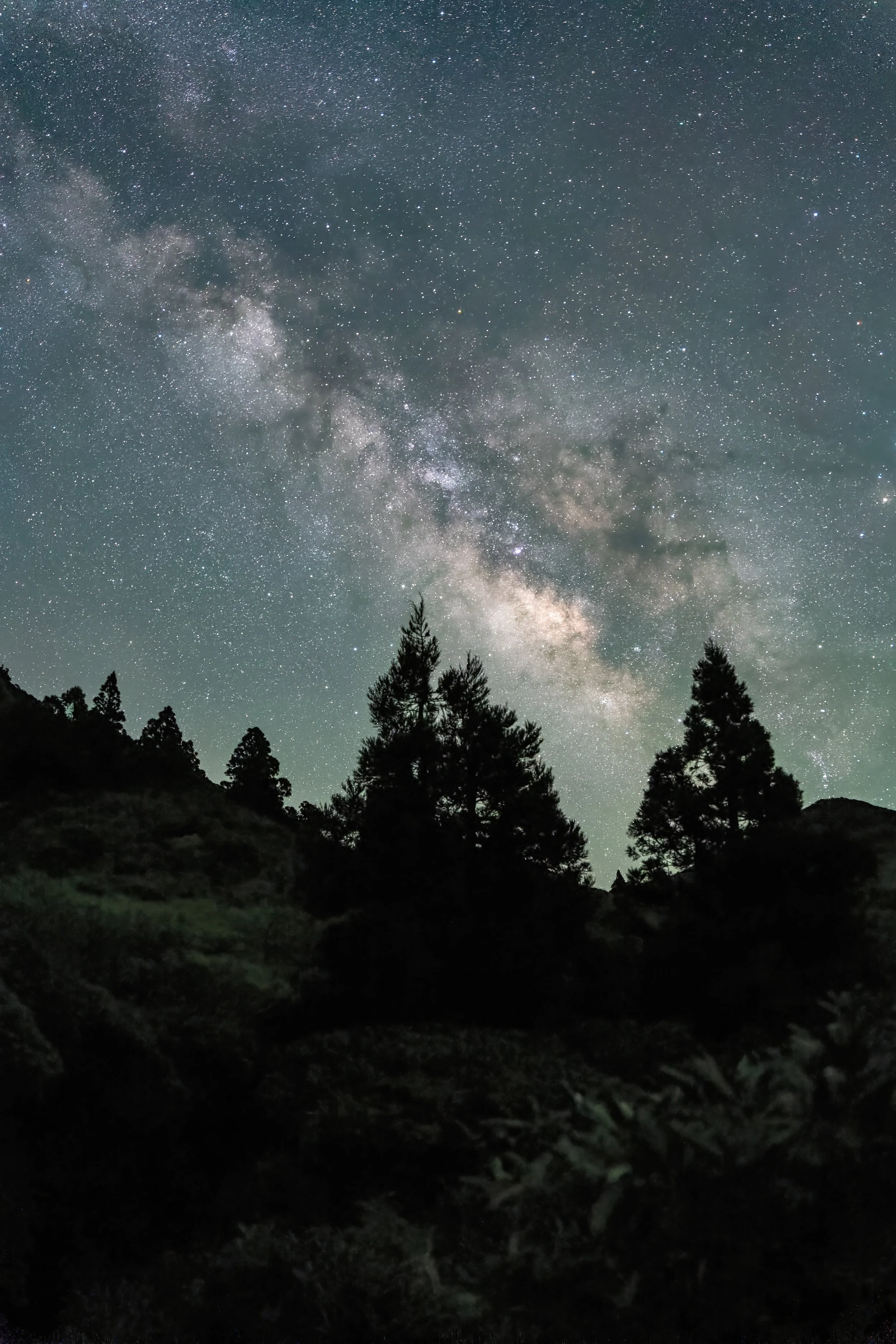 Milky Way galaxy and stars over the Rocky Mountains.