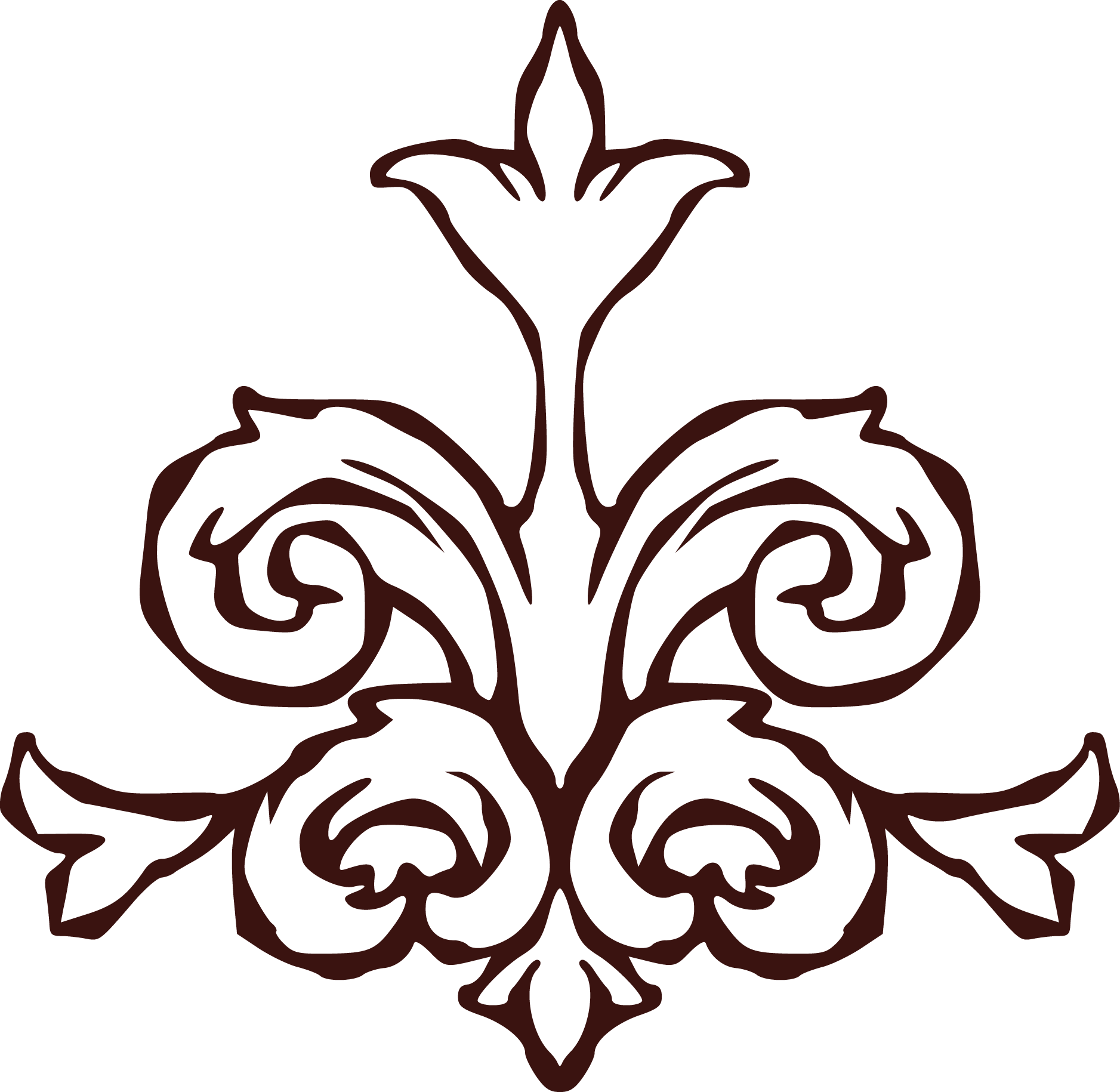 A dark red outline of a stylized lily flower on a black background.