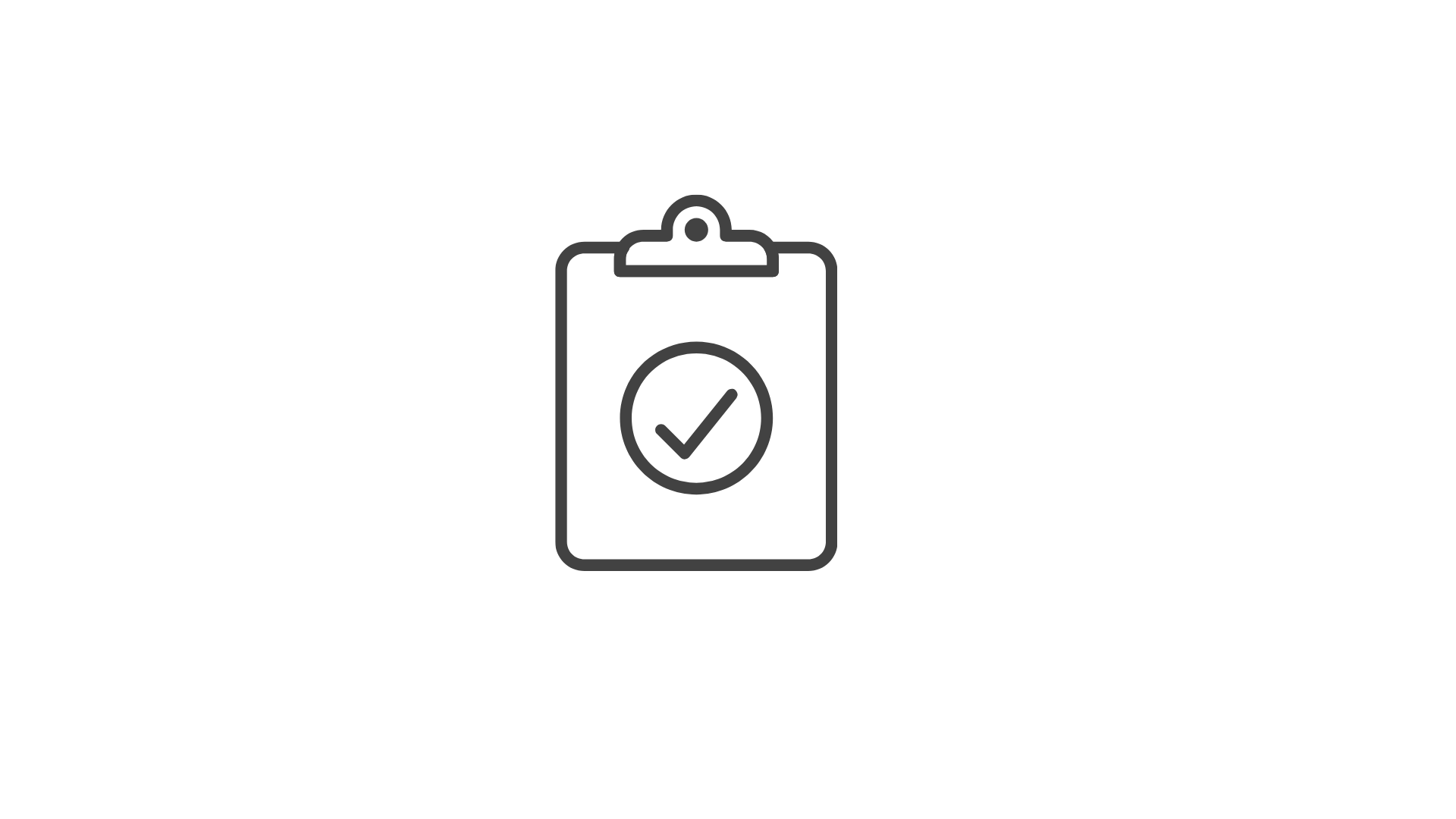 Icon of a clipboard with a checkmark inside a circle, indicating approval or completion.