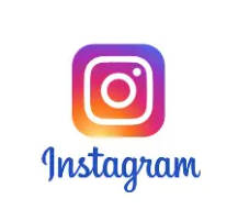 Instagram logo with a colorful gradient background and the word 'Instagram' underneath.