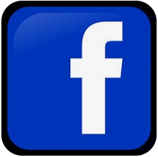 Facebook logo with white 'f' on blue square background.