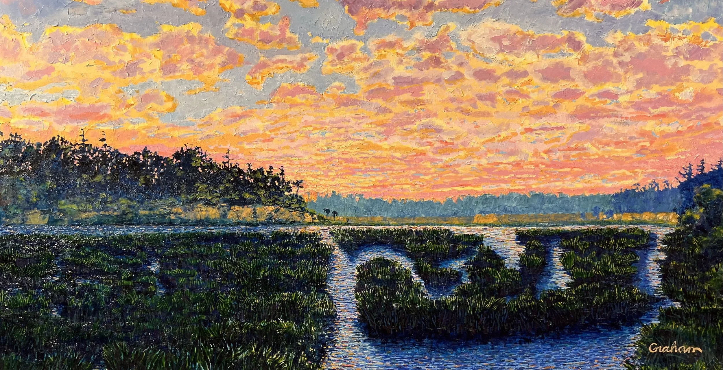 "Lowcountry High Bluffs"
58"x30"
oil on gallery canvas (live wrap)