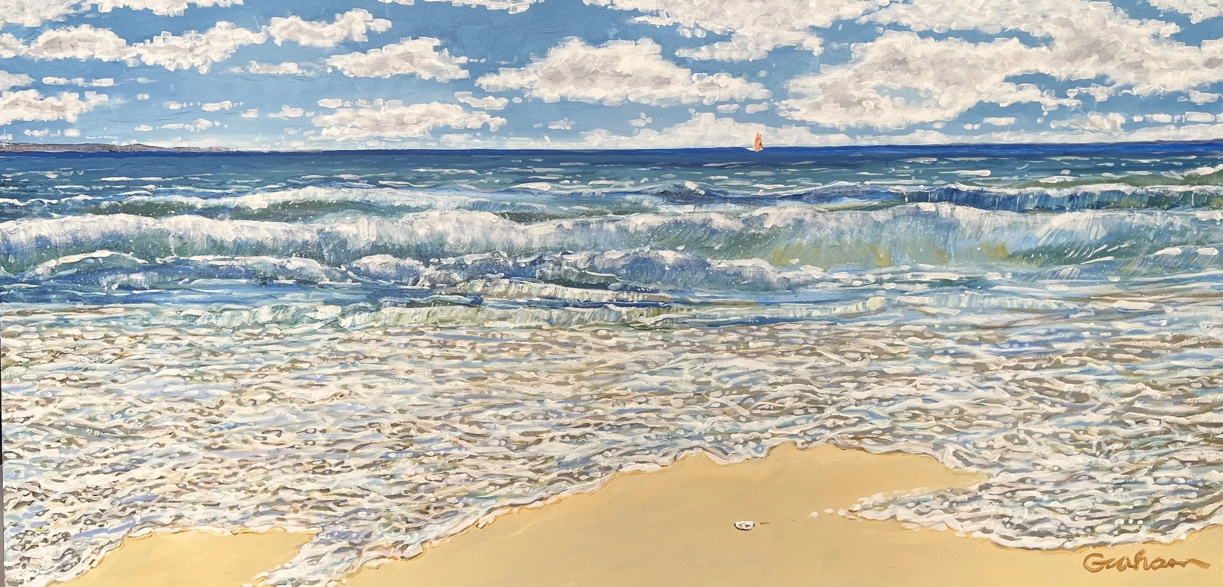 "Green Wave"
48"x24"
oil on gallery canvas