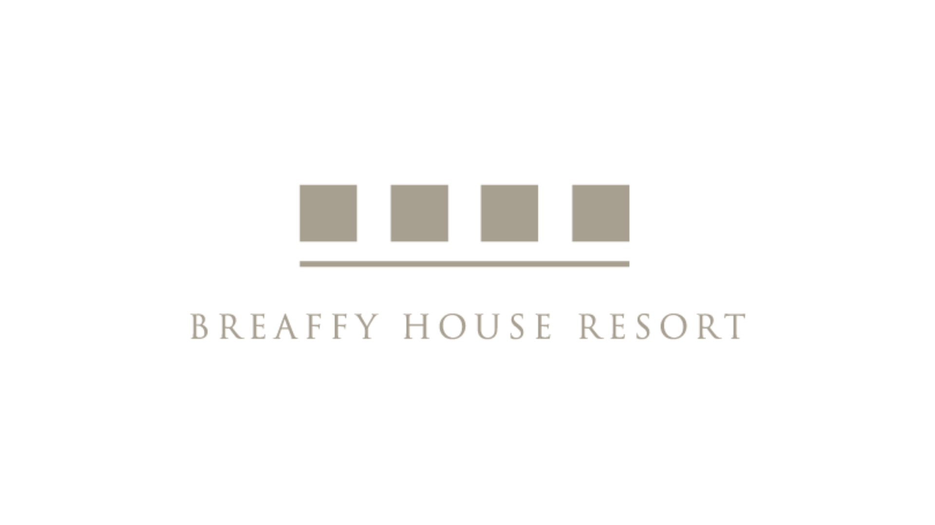 Logo for Breafty House Resort featuring a stylized building with three rectangles and the resort name below.