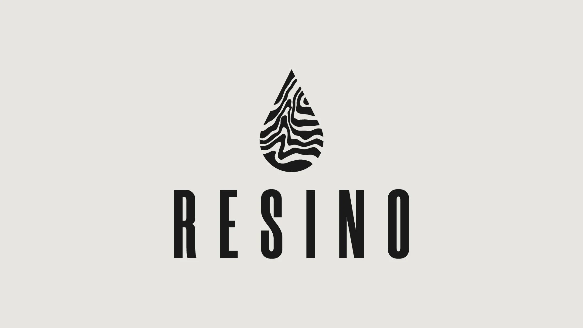 Resino logo with icon above text, black on white background