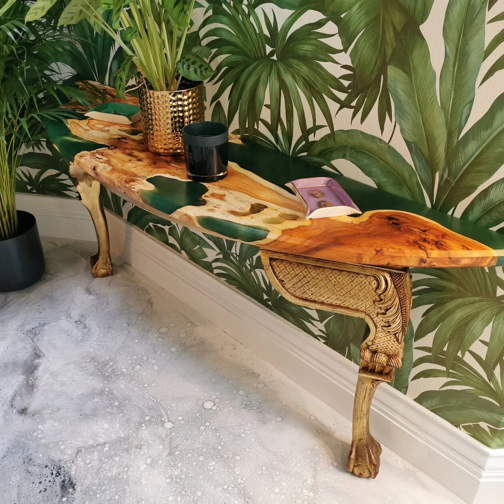 Emerald Green Console Table