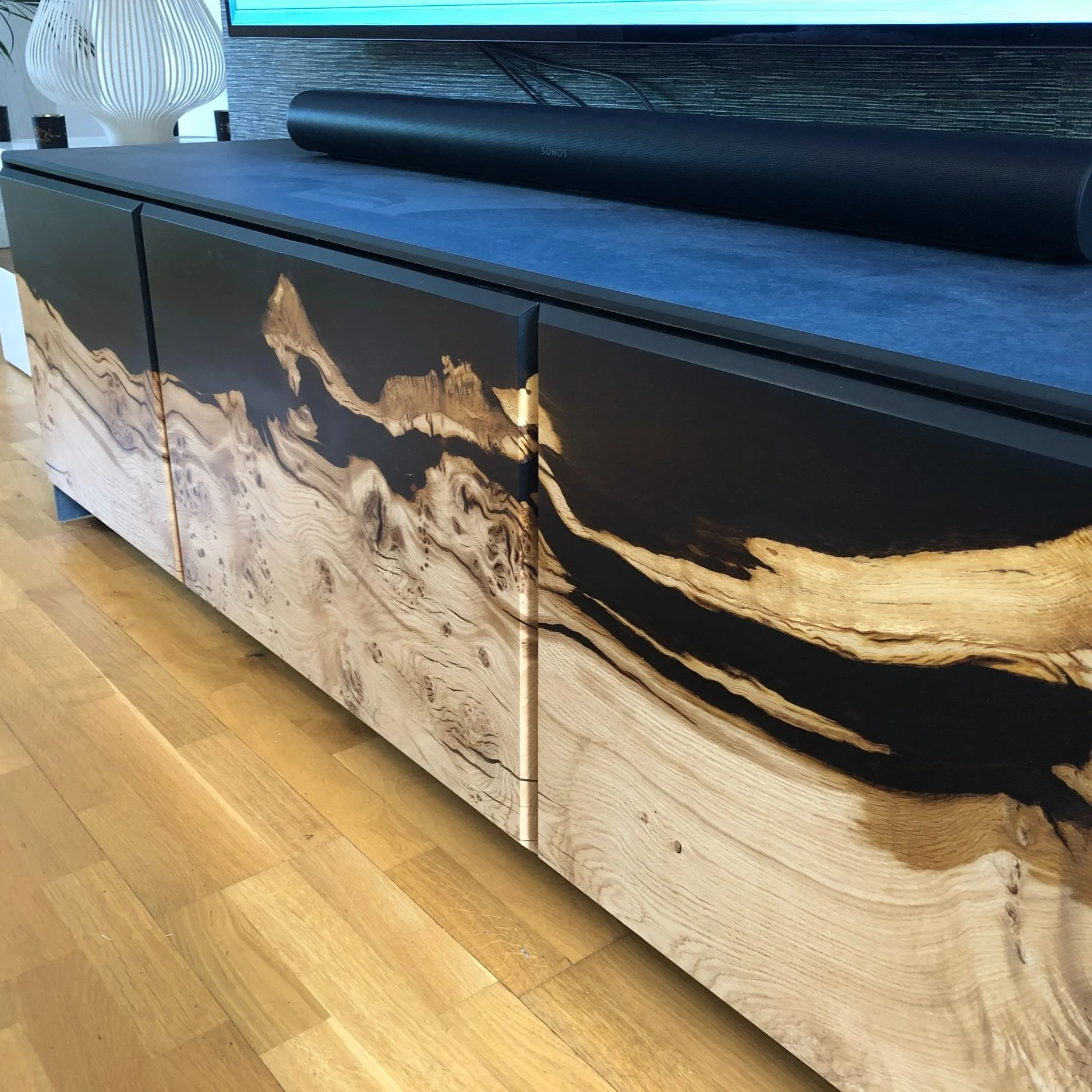 TV Media Unit Smokey Grey Resin and Oak