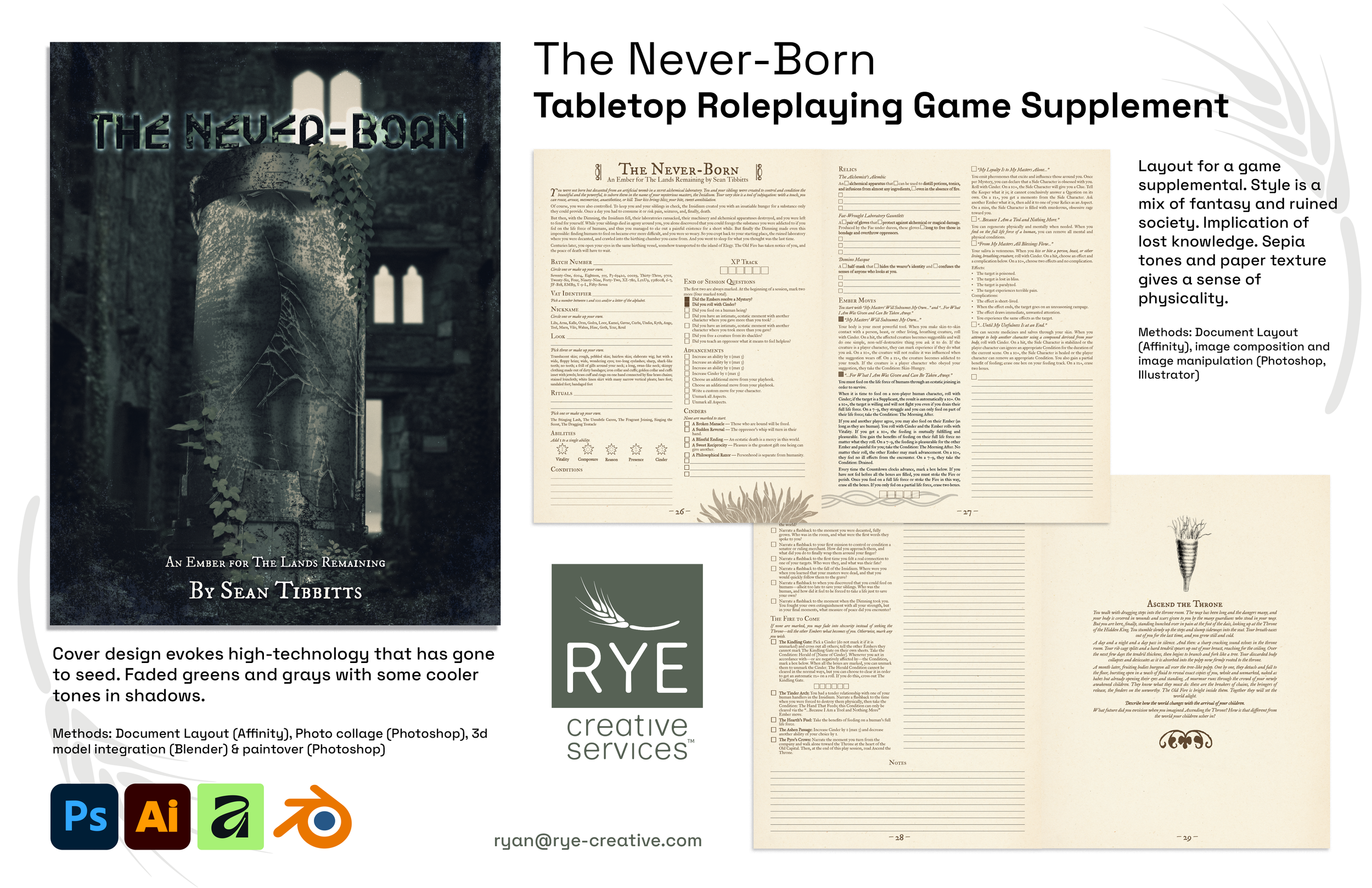 Layout: Never-born TTRPG Supplement