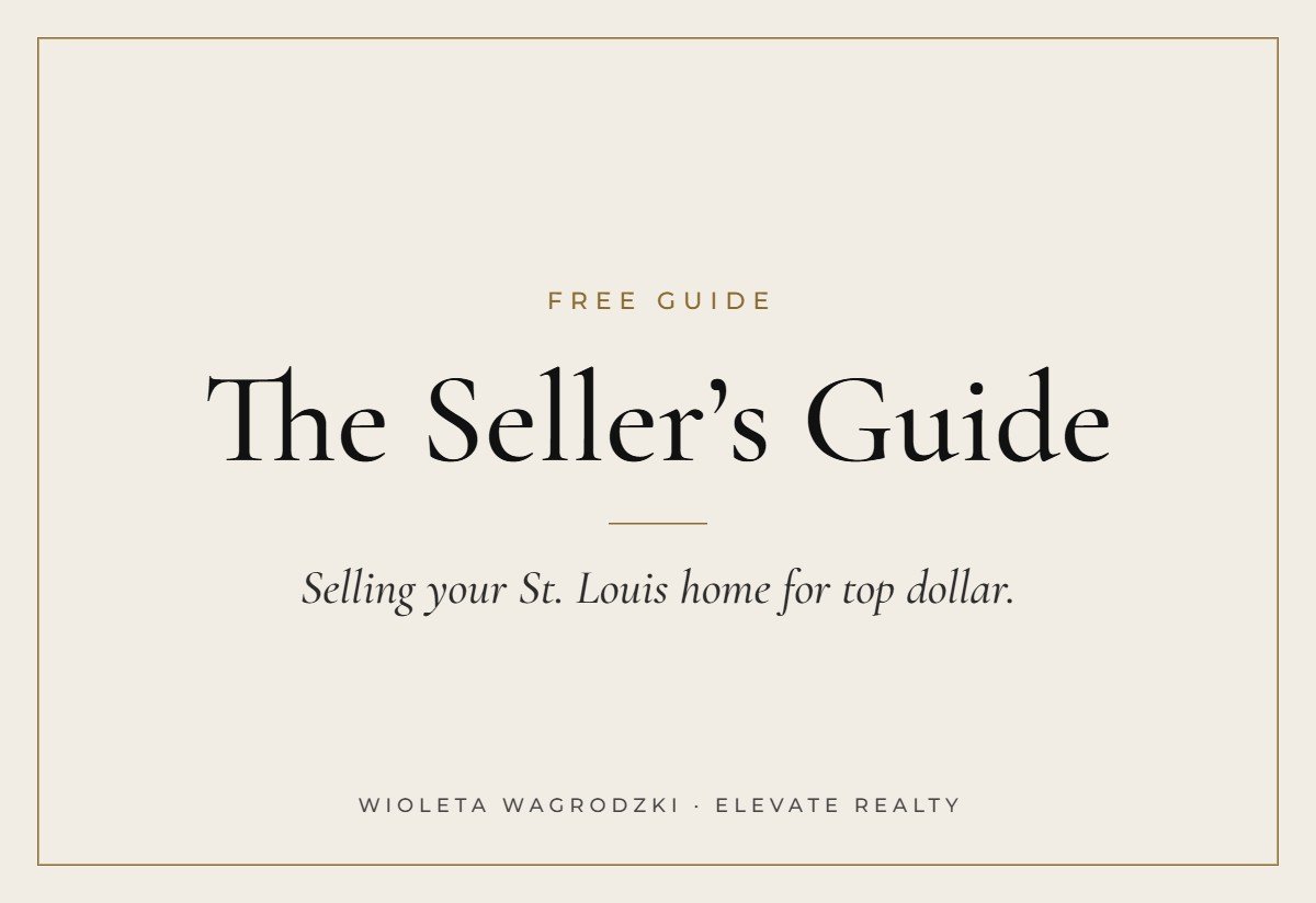Elegant cover for a free Seller’s Guide about selling a St. Louis home for top dollar by Wioleta Wagrodzki of Elevate Realty.