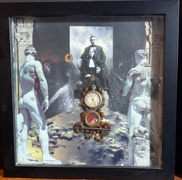 58
Artist: Peter Fodera
Title:  The Steadfast Heart 
Medium: Mix Media
Dimensions: 14 in square
 