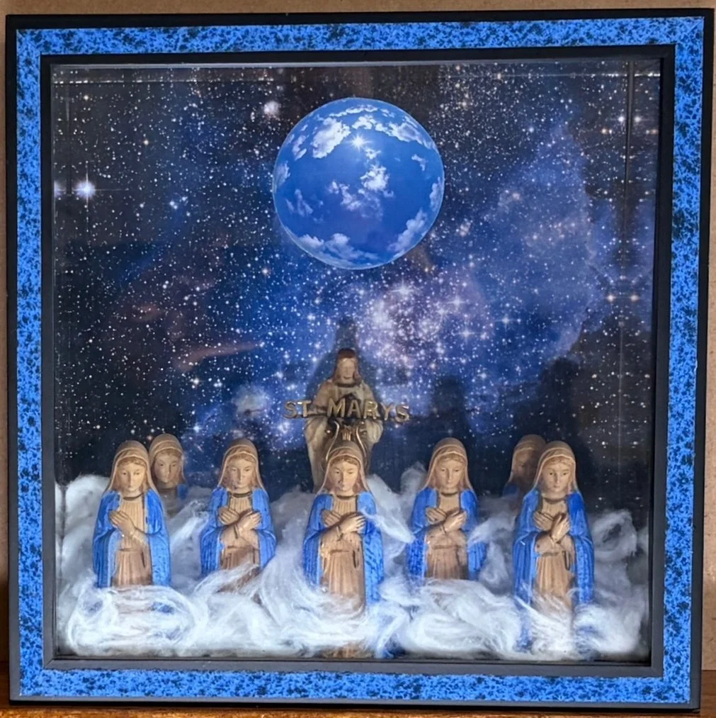 31
Artist: Peter Fodera
Title:  Choir of Marys 
Medium: Mix Media
Dimensions: 16½ in square x 4½ in.
 SOLD | Donation to St. Mark's Church 