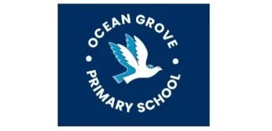 Ocean Grove Primary School logo with a white dove on a blue background.