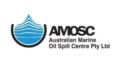 Logo of Australian Marine Oil Spill Centre Pty Ltd, featuring a blue water drop and black text.