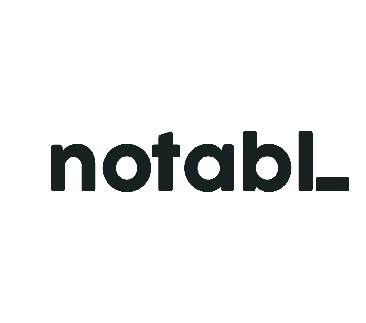 Custom Notabl. wordmark in bold, rounded black typography with a distinctive underscore, created for a musicians' practice journal.