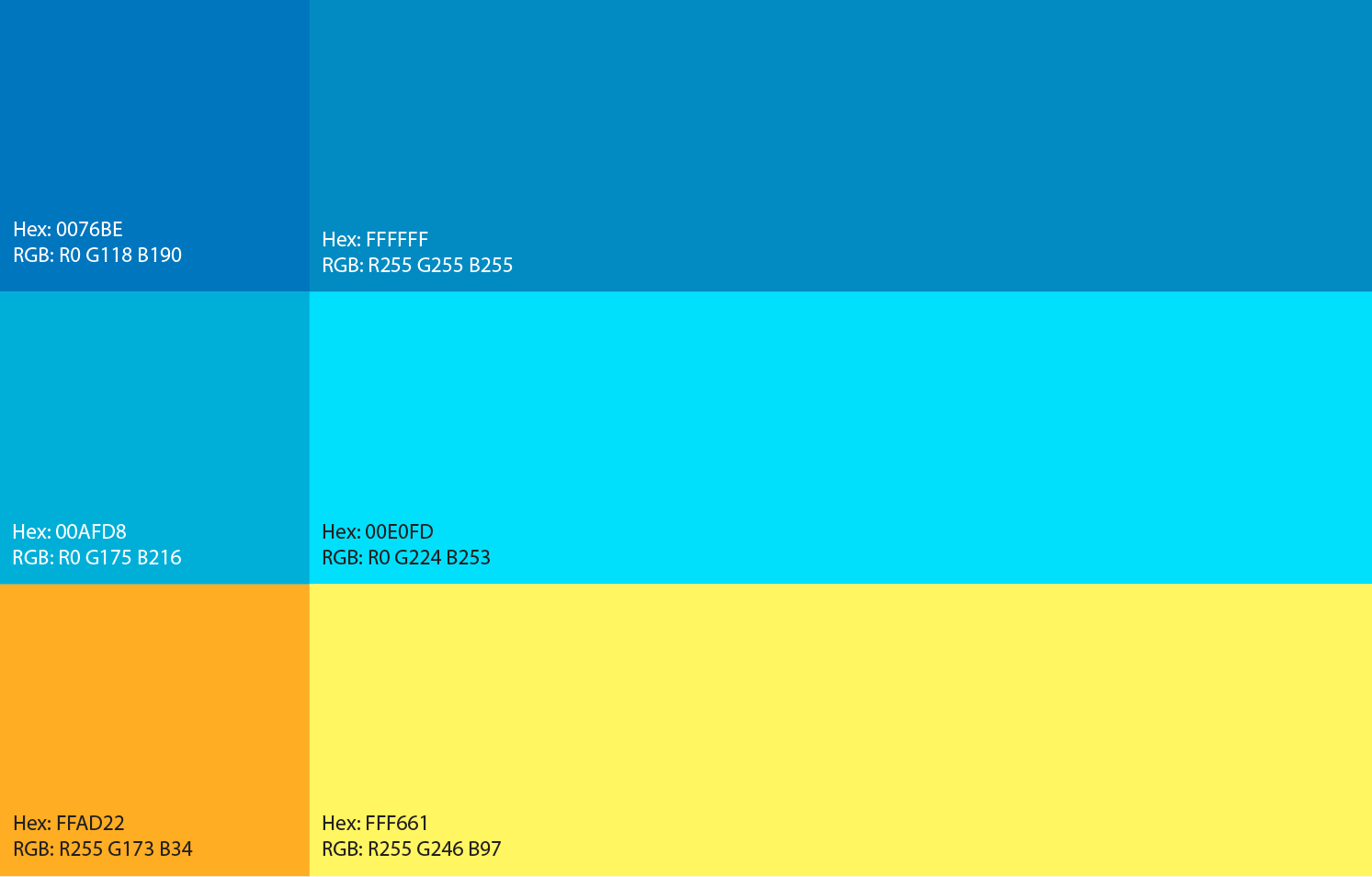 Canadian Linguistic Association brand colour palette featuring shades of blue, turquoise, orange and pale yellow.