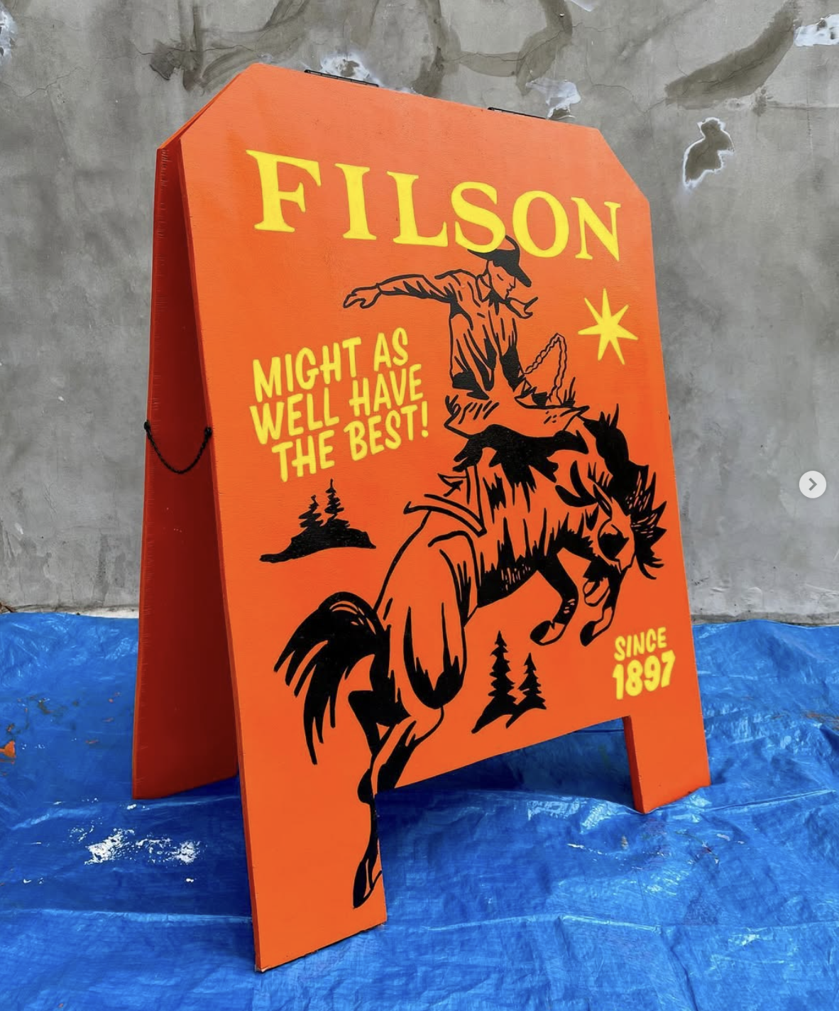 Sidewalk sign for Filson Toronto