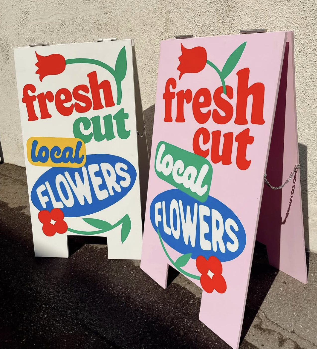 Hand Painted Sidewalk Sign for Toronto Flower Market
