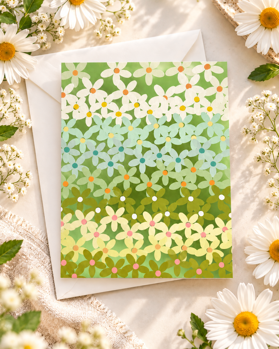 Daisy Meadow Floral Note Cards | Single Card