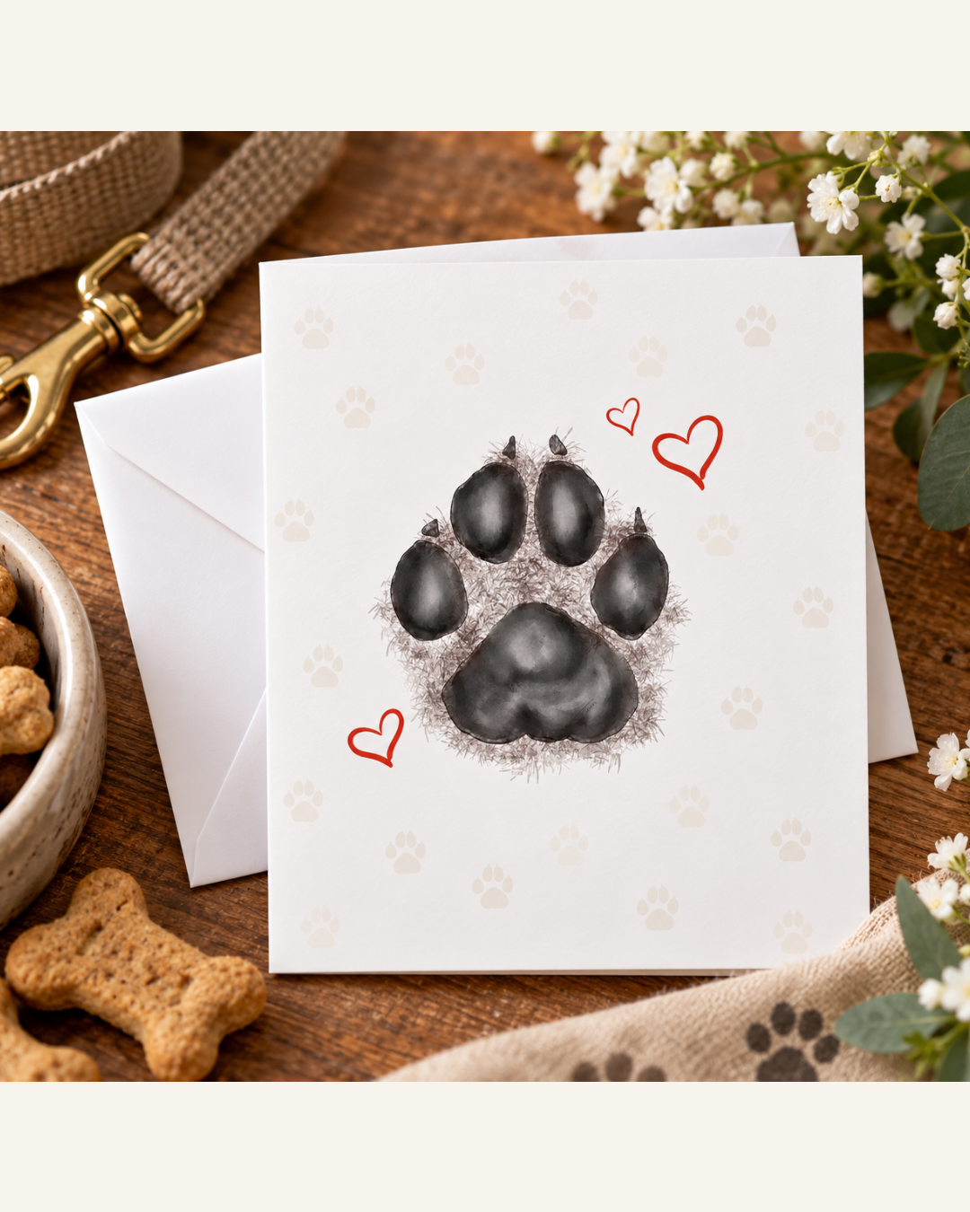 Paw Prints & Puppy Love | Dog Lover Note Single Card