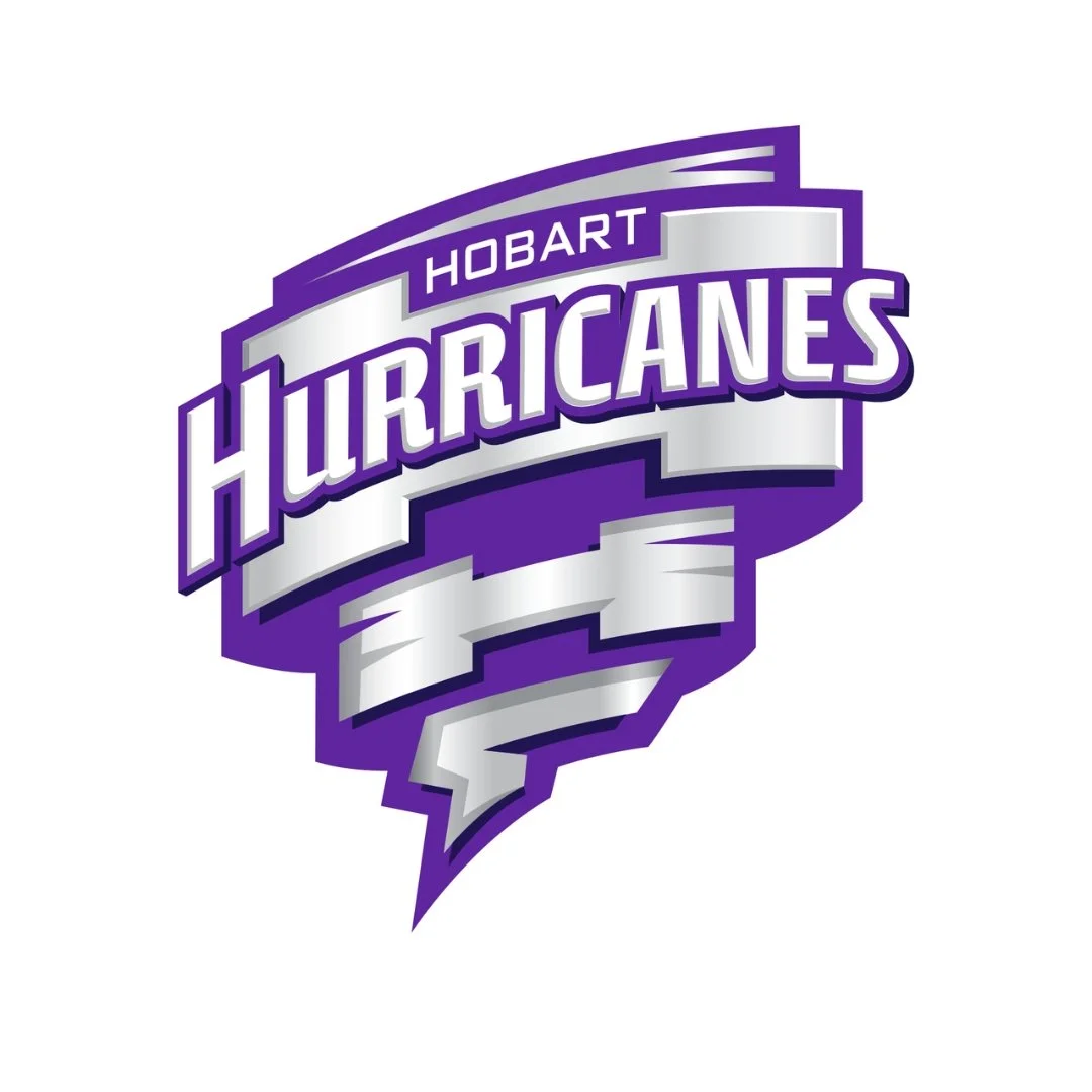 Hobart Hurricanes cricket team logo in purple and silver featuring a stylized lightning bolt